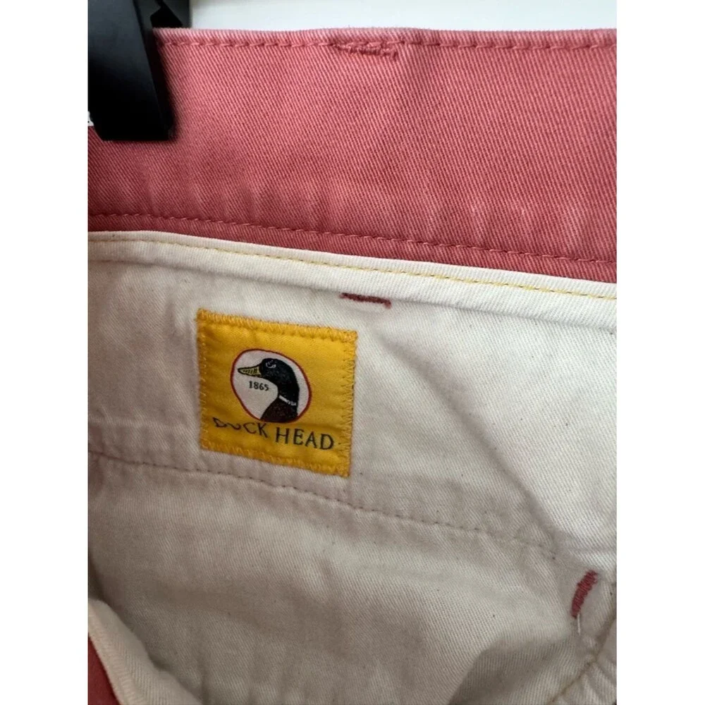 Duck Head Men's Harbor Performance Red Flat-Front Chino Shorts - Size 34 Waist